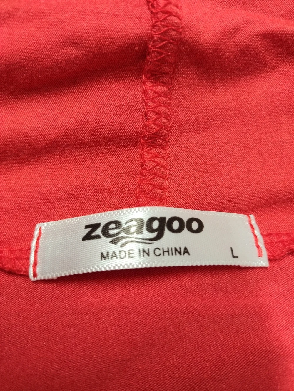 Zeagoo Red Open Front Cardigan Size L 3/4 Sleeve Hi-Low Hem Rayon Spandex NWOT